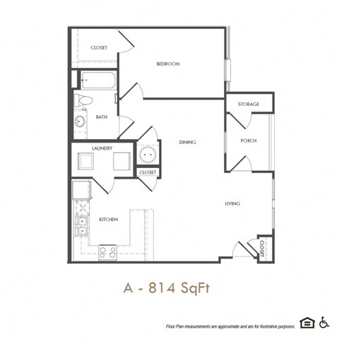 a 814 sq ft apartment floor plan